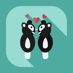 Flat modern design with shadow icons panda love