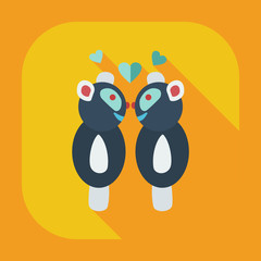 Flat modern design with shadow icons panda love