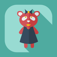 Flat modern design with shadow icons panda girl