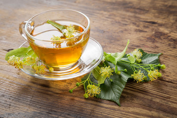 Herbal tea with linden flowers