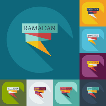 Flat modern design with shadow icons ramadan