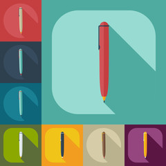 Flat modern design with shadow icons pen