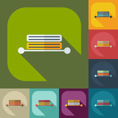 Flat concept, set modern design with shadow towel