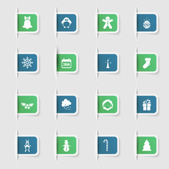 Set, a collection of unique paper stickers Icons new year