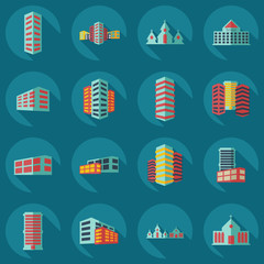 Flat concept, set modern design with shadow architecture