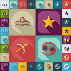 Flat concept, set modern design with shadow zodiac