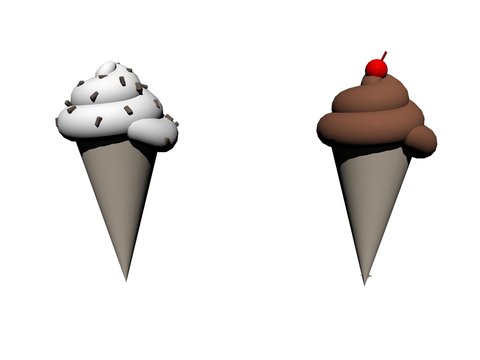 Various ice cream cones - 3d render