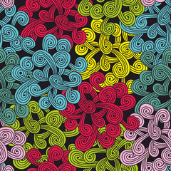 Fototapeta premium Colorful seamless pattern with abstract design elements.