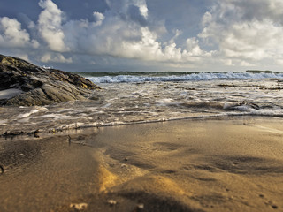Waves at a beach.