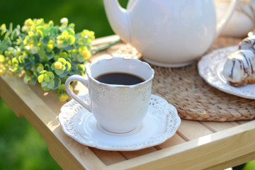 French breakfast or dessert with croissants,coffee