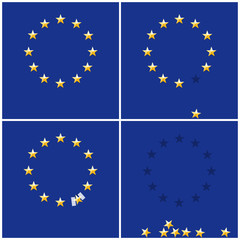 European Union ring stars on blue flag background
