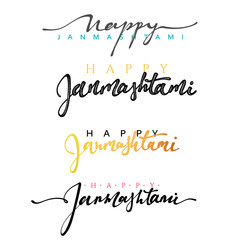 Calligraphy for greeting card inscription Happy Janmashtami. Krishna Janmashtami handmade