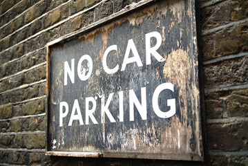 Vintage wooden No Car Parking sign