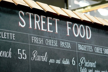 Streetfood Sign on local market