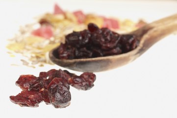 Dried cranberries isolated on white background
