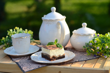Sweet pastry served with a cup of coffee