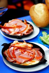 Vietnamese bread with bacon in pan