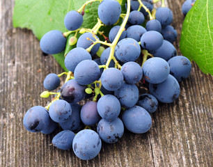 Grapes on wooden background