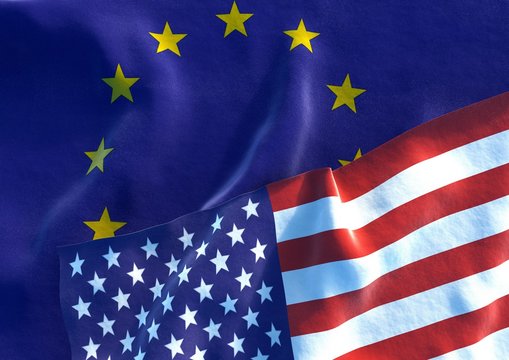 USA and EU Flag. 3D render