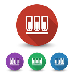 White Test Tube icon in different colors set