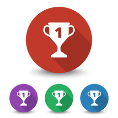 White Trophy icon in different colors set