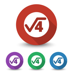 White Square Root icon in different colors set