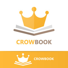 Vector book and crown logo concept