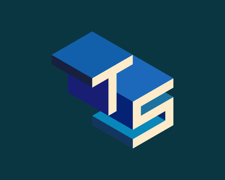 TS isometric 3D letter logo. three-dimensional stock vector alphabet font typography design.