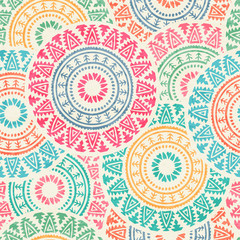 Materiał do szycia Tribal seamless background with round geometric ornament