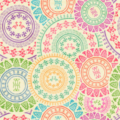Materiał do szycia Tribal seamless background with round geometric ornament