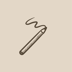 Cosmetic pencil and stroke sketch icon.