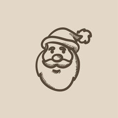 Santa Claus face sketch icon.