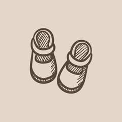 Baby booties sketch icon.