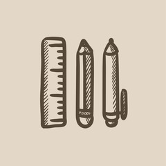 School supplies sketch icon.