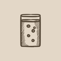 Glass of water sketch icon.