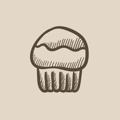 Cupcake sketch icon.