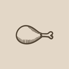 Chicken leg sketch icon.