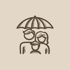 Family insurance sketch icon.