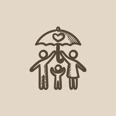 Family insurance sketch icon.