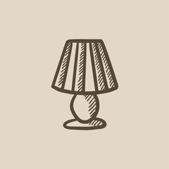 Table lamp sketch icon.