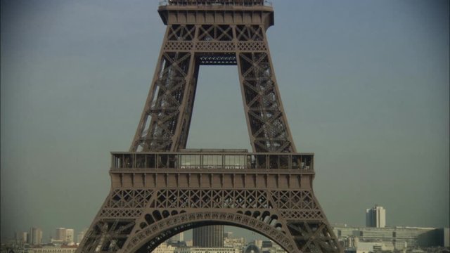 Tilt-up on Eiffel Tower, Paris
