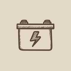 Car battery sketch icon.