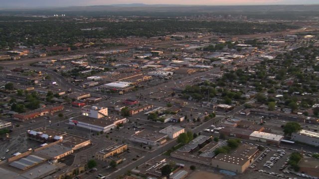 Flying over Albuquerque suburbs and outlying commercial areas. Shot in 2008.
