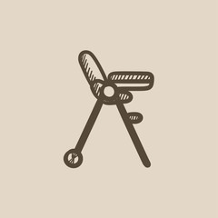 Baby chair for feeding sketch icon.