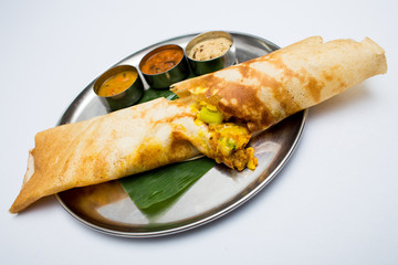 Indian tray meal with bread and sauce