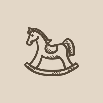 Rocking Horse Sketch Icon.