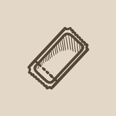 Cinema ticket sketch icon.