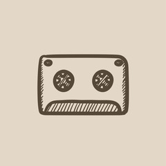Cassette tape sketch icon.