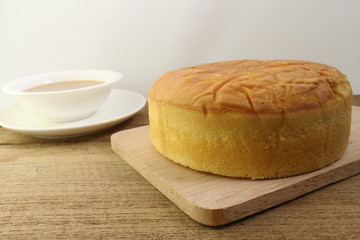 cake on vintage wooden background