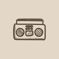 Radio cassette player sketch icon.